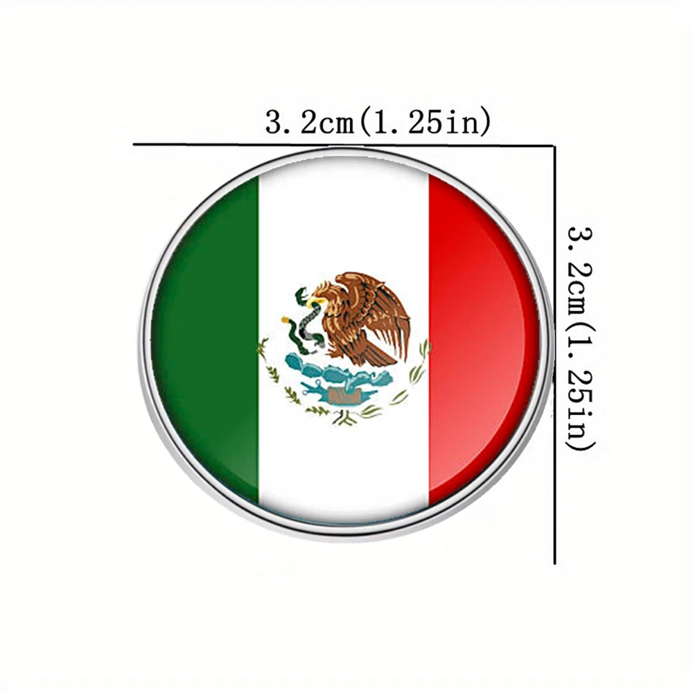 

3D Mexico National Flag Fridge Magnets Silver Metal Pattern Is Used To Decor