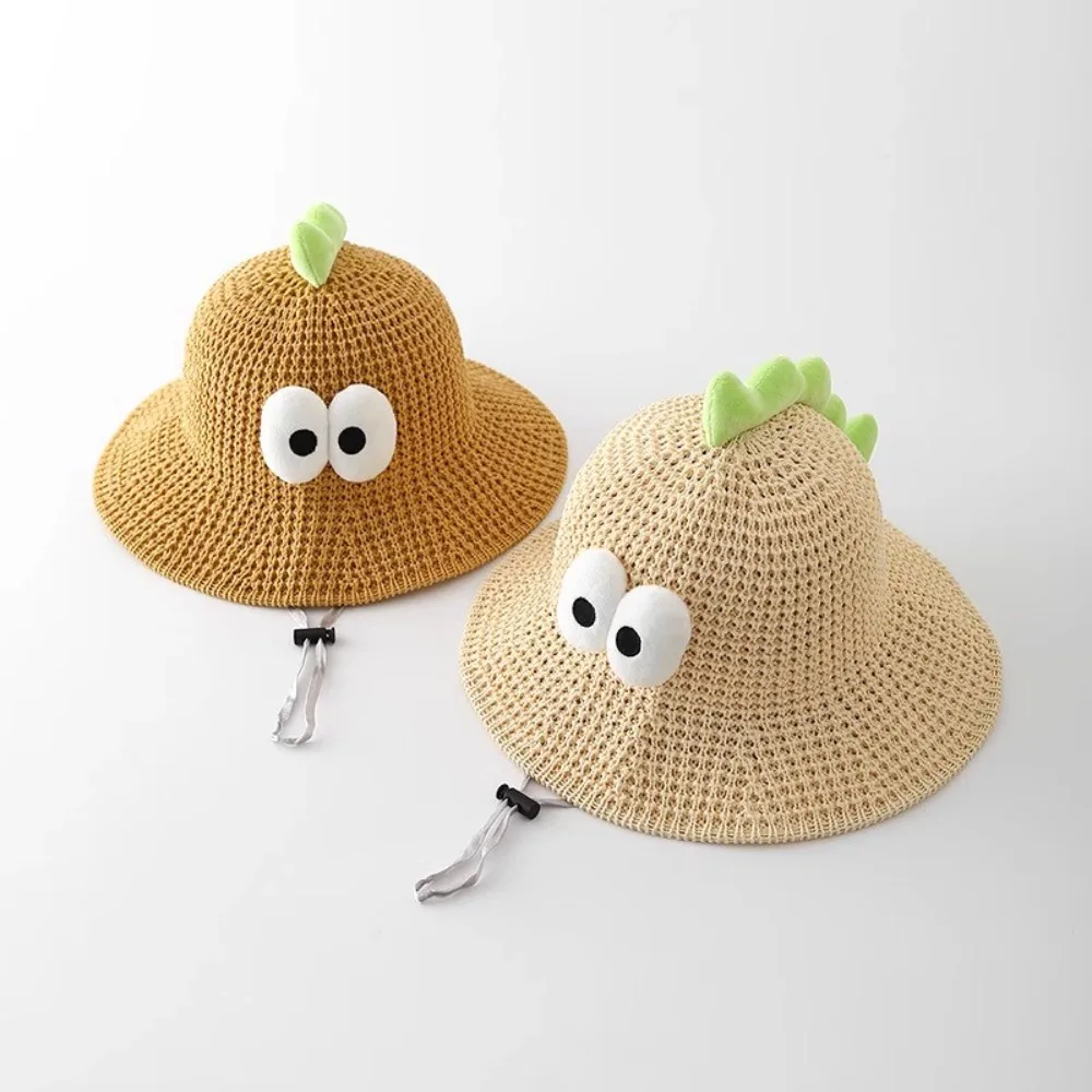 

New Adjustable Baby Straw Caps Anti UV Breathable Fisherman Hats Sun Hat For Kids 3-8 Years
