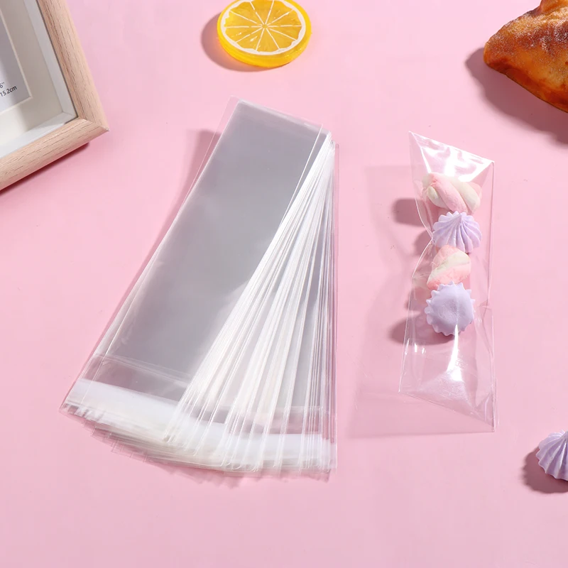 100Pcs Clear Self Sealing Long Candy Treat Bags 5x20CM Pretzel Rod Bags Resealable Bag For Packaging Candy Gifts Favors