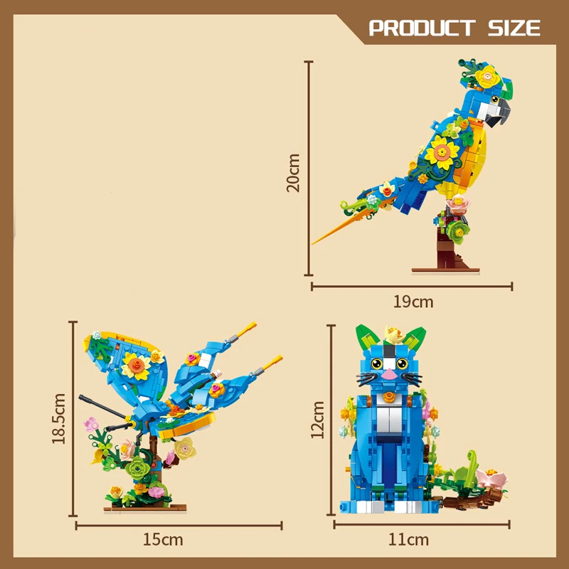 FC 3 IN 1Dinosaur Model Building Block Toys Sets Parrot Bird 3 Transform Form Jurass T-Rex Animal Bricks Toys For Kids Boys Gift