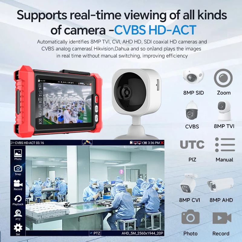 NOYAFA NF IPC728HSO 8 Inch Full HD Touch CCTV Tester Dual Gigabit PoE Port ONVIF IP Camera Analyzer HDMI TDR Cable Diagnostic