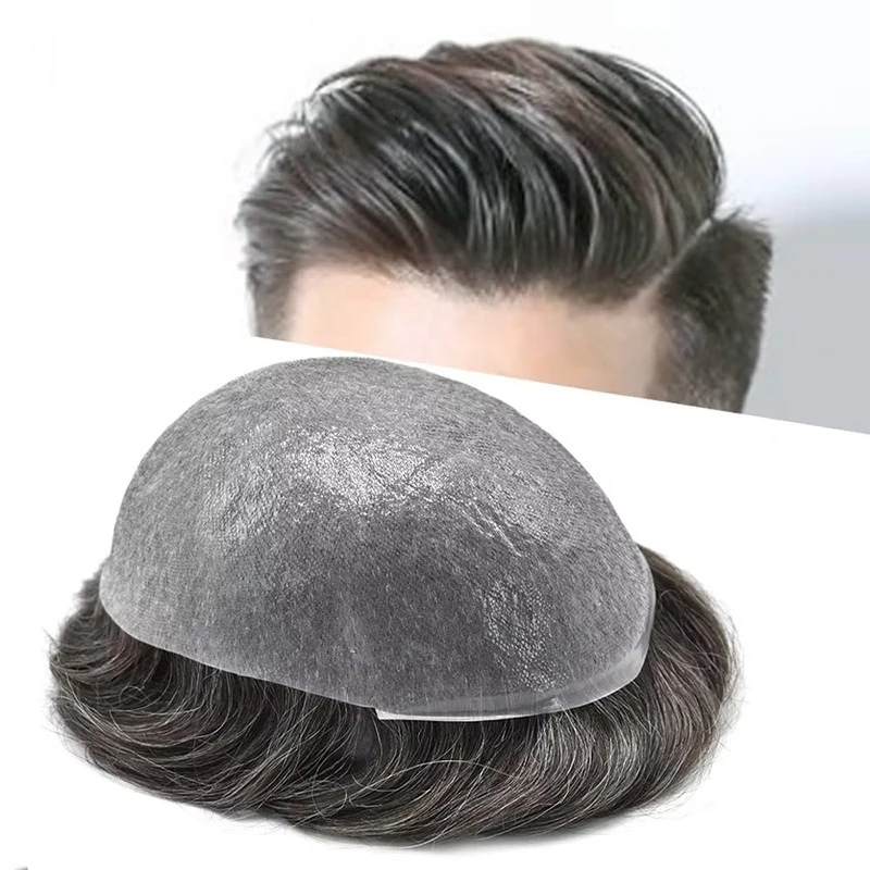 0.02-0.03MM Ultra-Thin Microskin Male Hair Prosthesis Toupee For Men Premier Toupee for Men Men's  Wig 100% Human Hair System