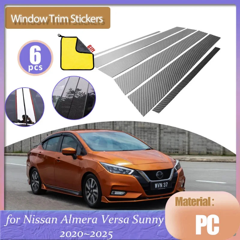 

Car Door Window Middle Trim Cover B C Pillar Center Column Sticker Part Accessories For Nissan Almera N18 Versa Sunny 2020~2025