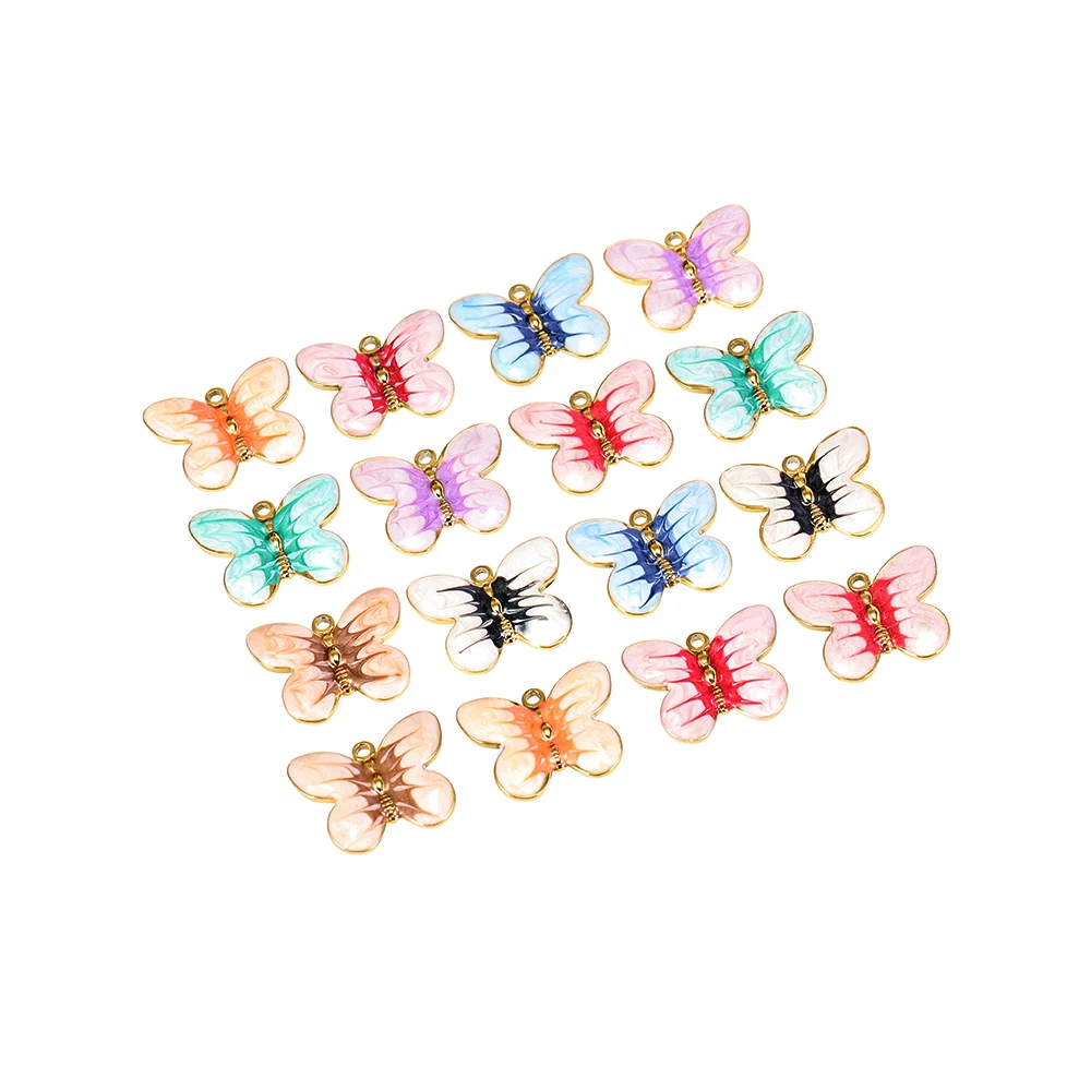 

2 шт./упак., подвесной светильник-бабочка из нержавеющей стали с вакуумным покрытием, роскошное эмалированное ожерелье, подвесной кулон ручной работы, сделай сам, цвет Keepi