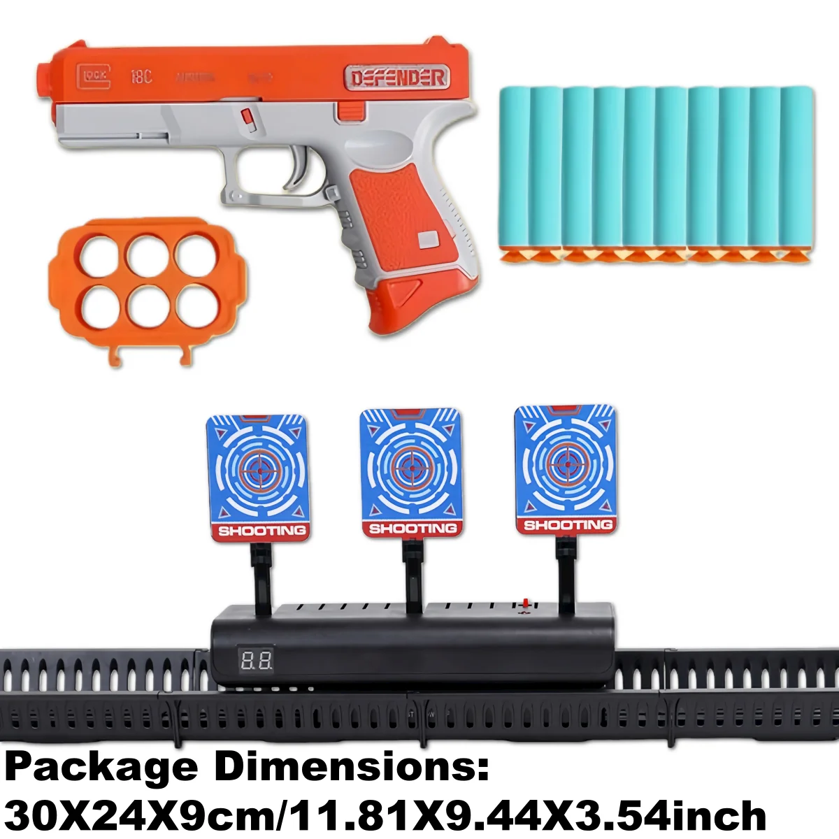 Kinderfeestwerper Miniatuurornamenten Automatisch schuimpistool met schietdoel Realistisch handmatig binnenkamerdecor