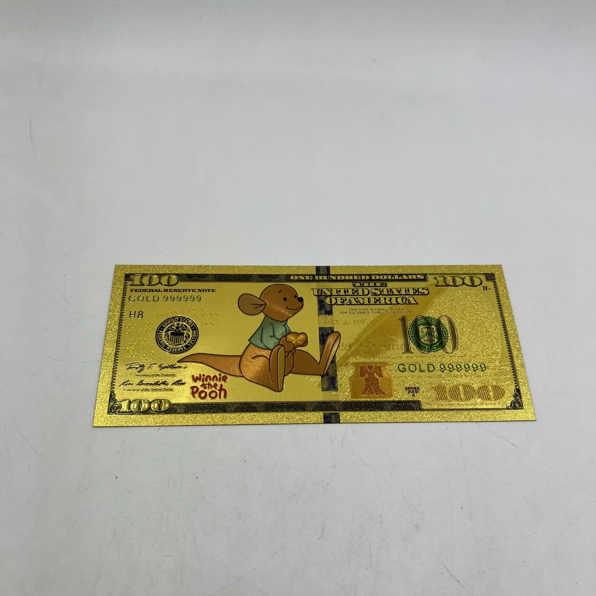 5pc Disney Winnie the pooh gold plated banknote cartoon anime Character Piglet Tigger Eeyore Commemorative Card Children's Gifts