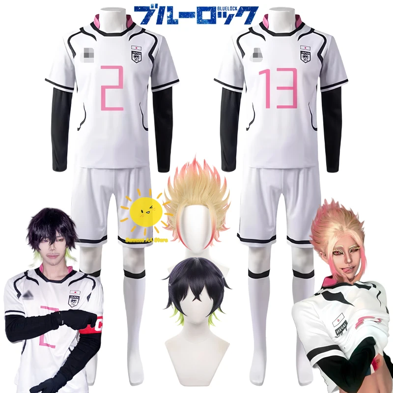 Novo Lançamento: Fantasia Cosplay Azul de Aiku Shidou (Ryuusei) do Anime Oliver, com Camisa de Futebol e Peruca Aiku – Perfeita para Halloween e Carnaval (Unissex)