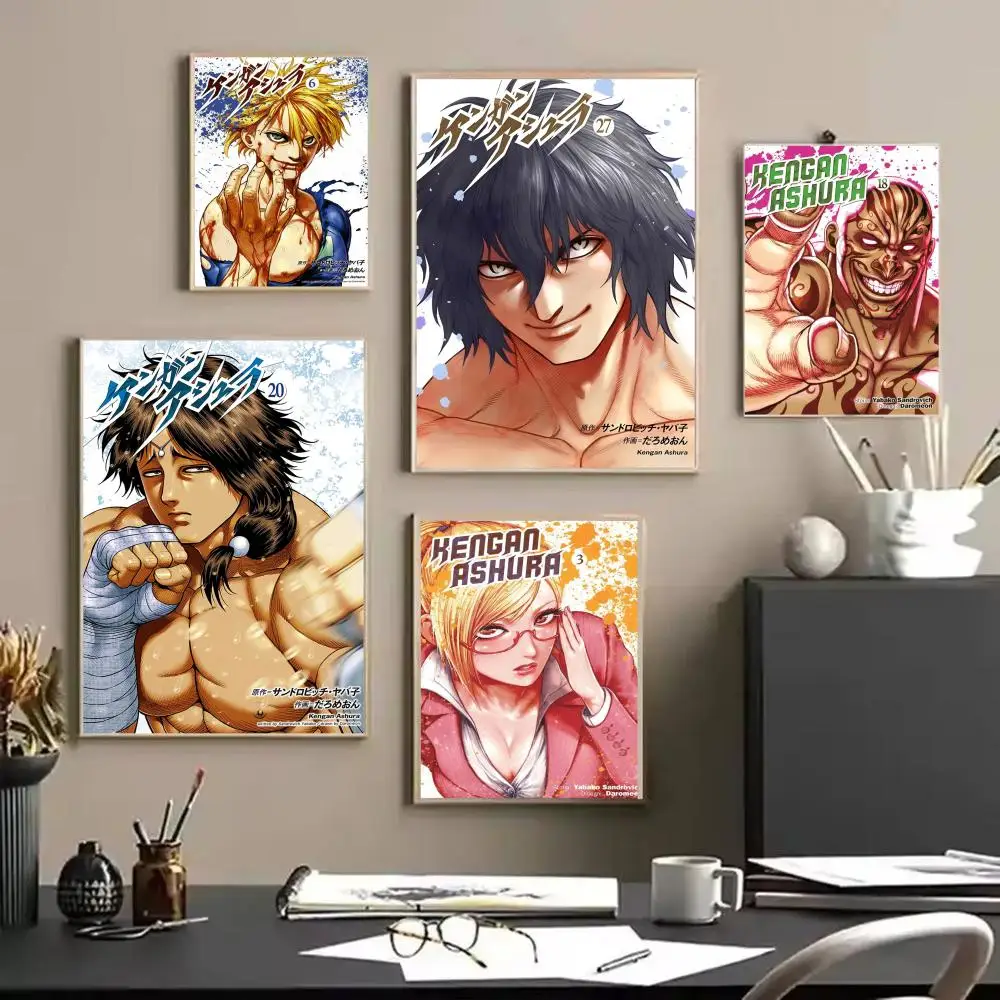 Anime K_Kengan A_Ashura Movie Poster Decorative Wall Art Stickers Mural Photo Print for Home Living Room Hallway Decor Gift