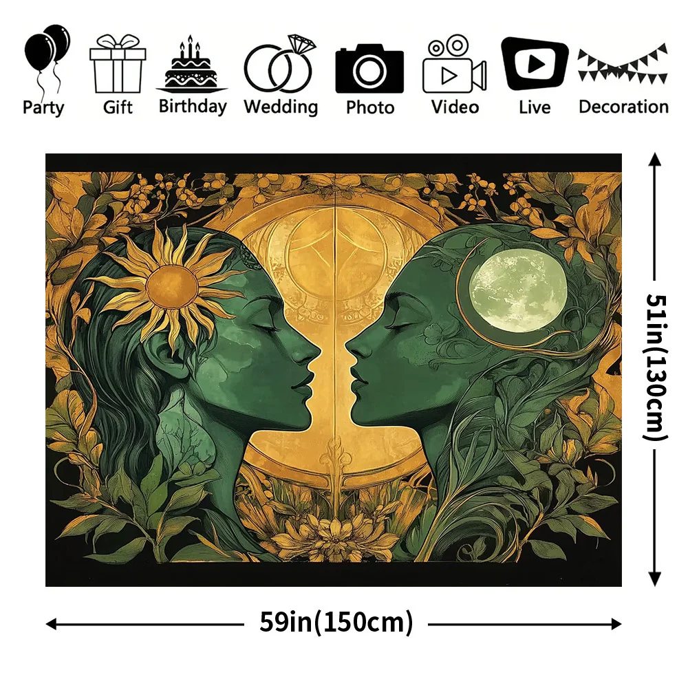 1PCB أوه OSU NAND Moon Goddess Mandala نسيج، البوليستر التأمل الجدار الشنق، لا يتطلب الكهرباء، لا ريشة
