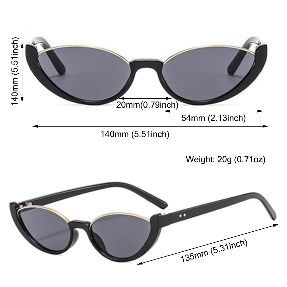 New Small Cat Eye Sunglasses Women Men Trendy Vintage Shades Eyewear Fashion Driving Cycling Sunglasses Half-frame Sun Glasses