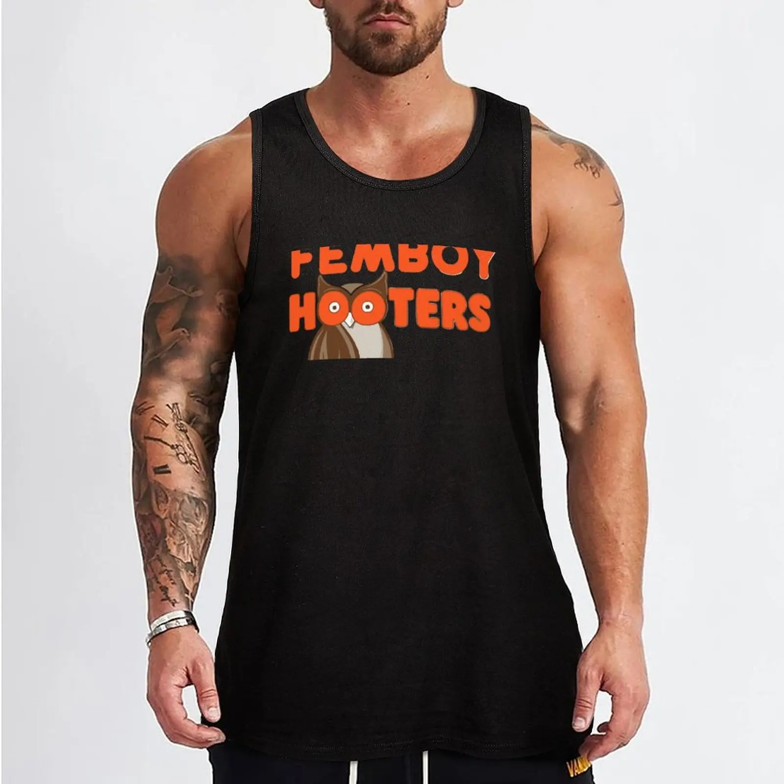 Femboy Hooters Boo Tank Top cute tops Japanese t-shirt Men's gym t-shirts