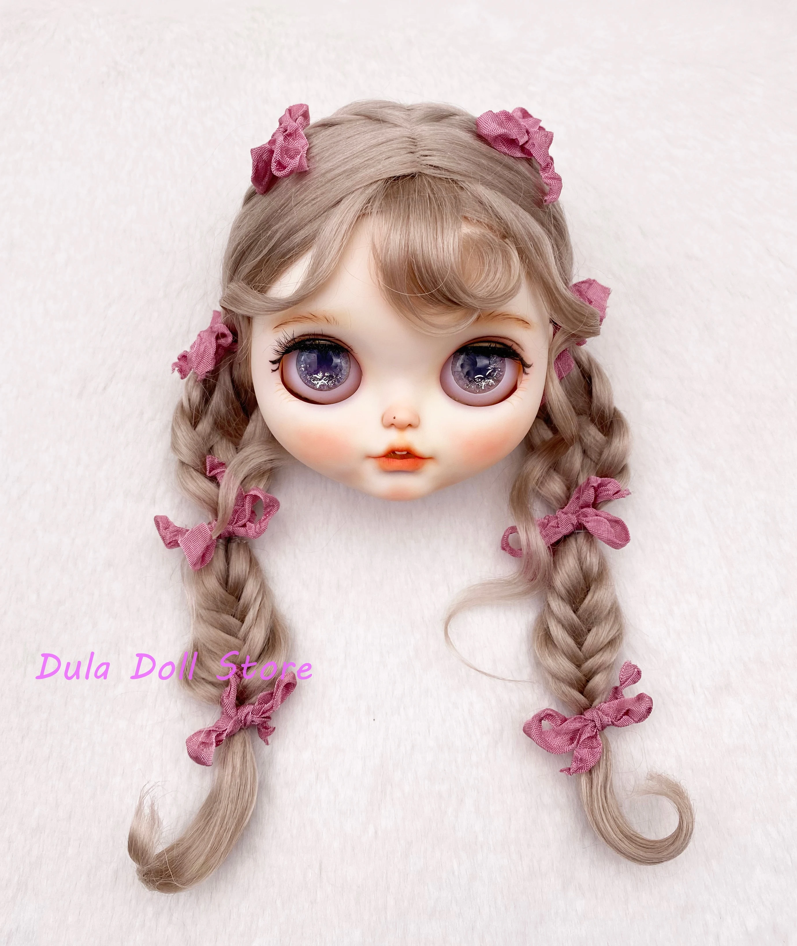 2026 Dula Doll Wigs for Blythe Qbaby natural Mohair braid Ribbon braid 9-10 inch head circumstance