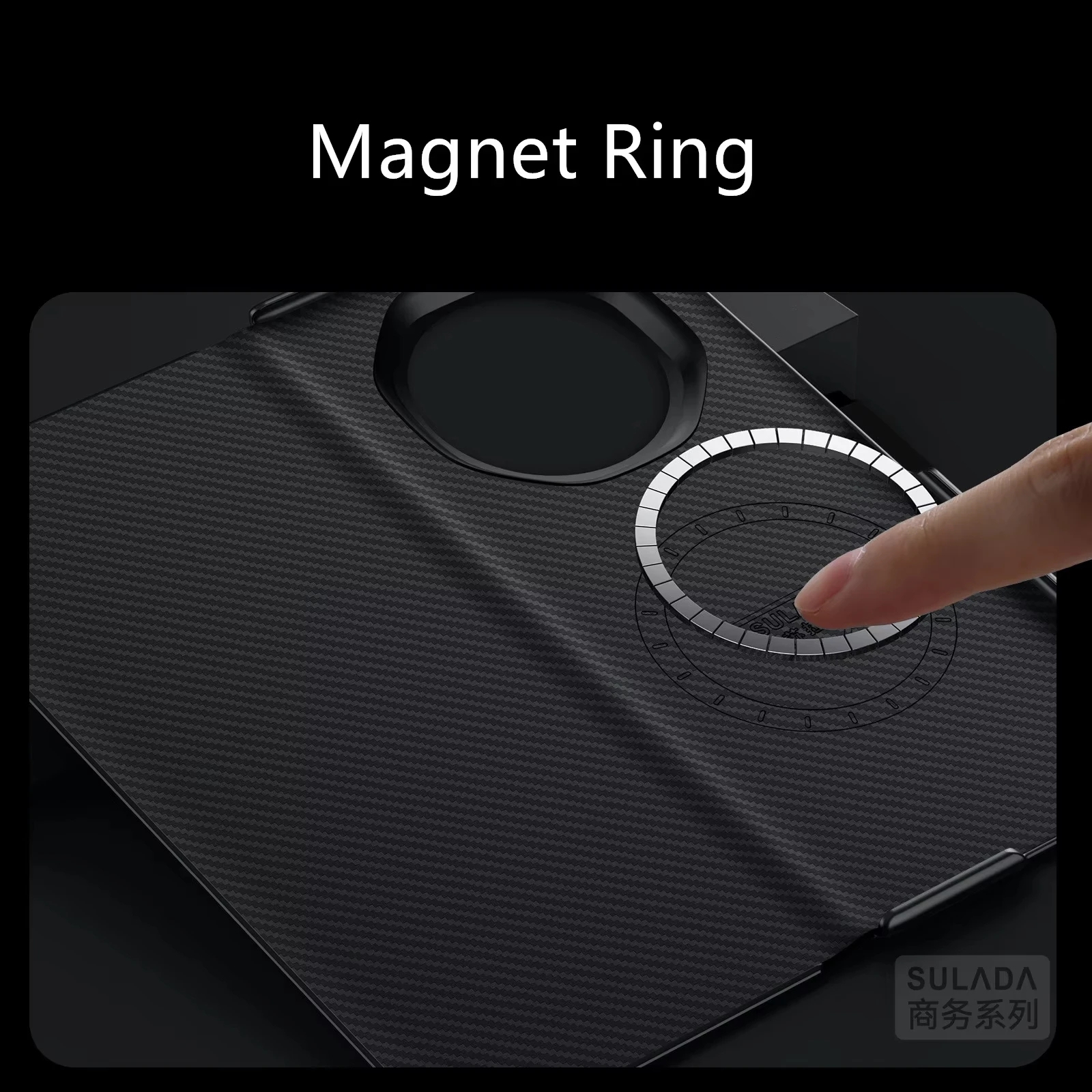 Sulada Luxury Carbon Fiber Pattern Leather Magsafe Case For Honor Magic V3 VS3 MagicV3 Card Slot Magnetic Armor Flip Cover