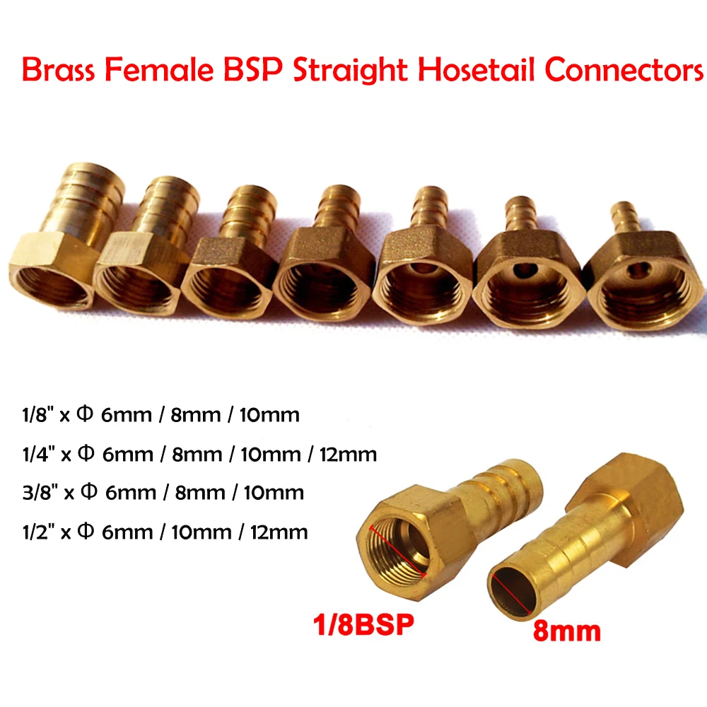 1/2PCS Metal Brass Straight Hose Connector Hose Barb Tail 6/8/10/12MM  Pipe Fitting 1/2