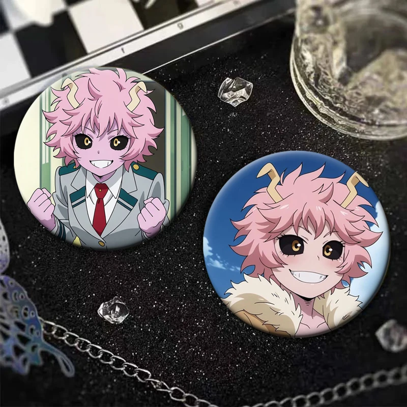58mm Anime Character Mina Ashido Character Icon Badges Soft Button Pins Creative Brooches for Clothes Backpack Decoration Gifts