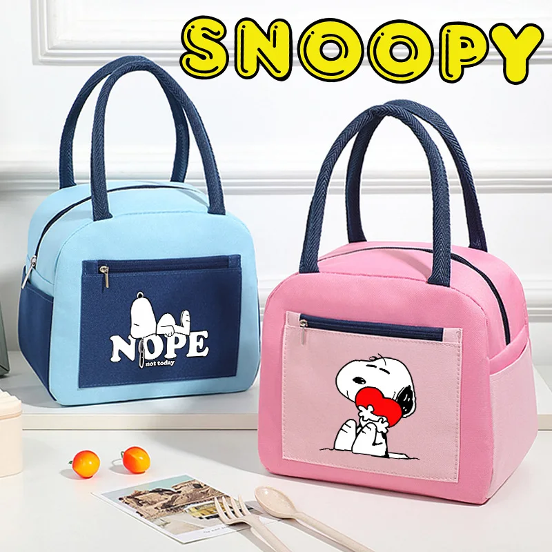 Snoopys torba na Lunch pies z kreskówek gadżet przenośny piknik Bento Pack chłopcy dziewczyna jedzenie studenckie torebka na posiłki prezenty