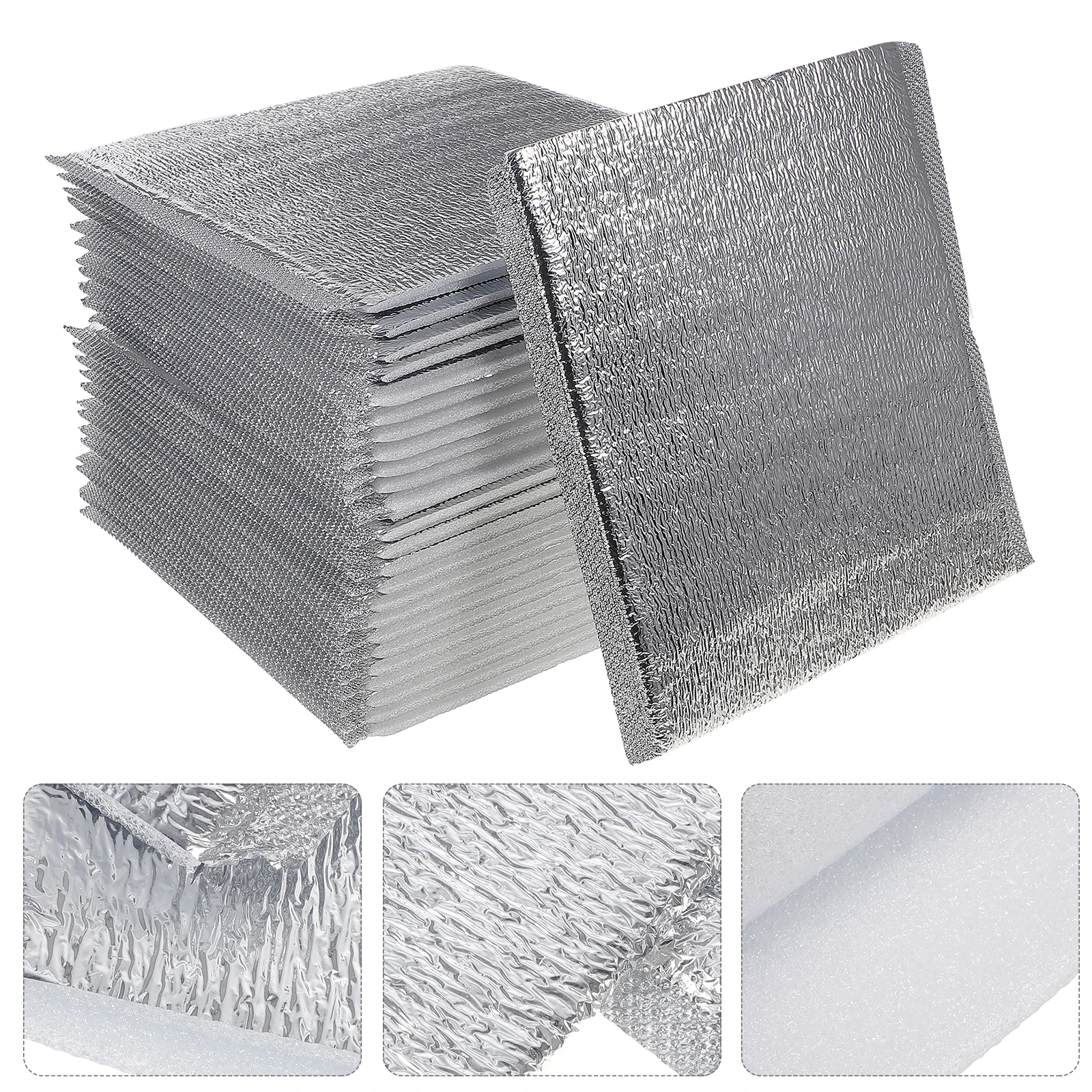 

50pcs Aluminum Bags Fresh-Keeping Bag Thermal Insulation Food Storage Pouches Thick Take Out Travel Camping Preservation
