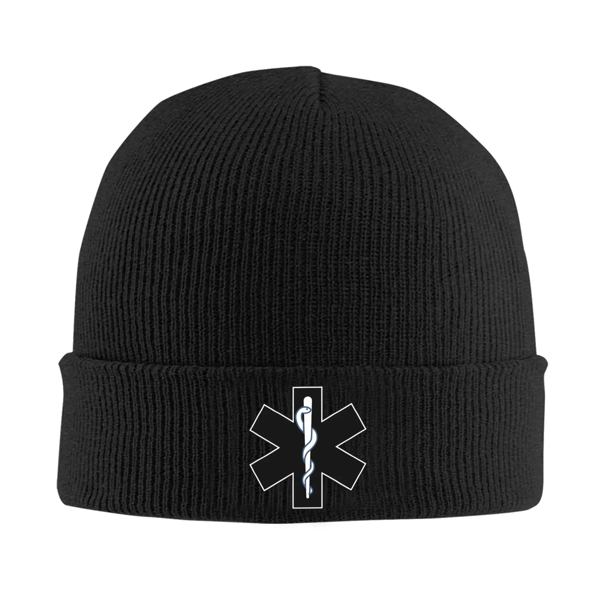 Custom Star Of Life Skullies Beanies Caps Cool Winter Warm Women Men Knit Hat Unisex Adult Emergency Services Bonnet Hat