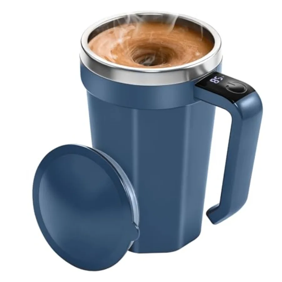 

Self Stirring Coffee Mug with Temperature Display, 18 oz Rechargeable Self Stirring Mug with Lid, Automatic Self Stirring Cup,