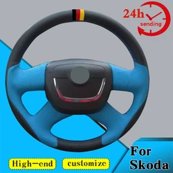 Custom Car Steering Wheel Braid Cover Non-slip 100% Fit  For Skoda Octavia Superb 2012 Fabia Skoda Octavia a5 2012 Car Products