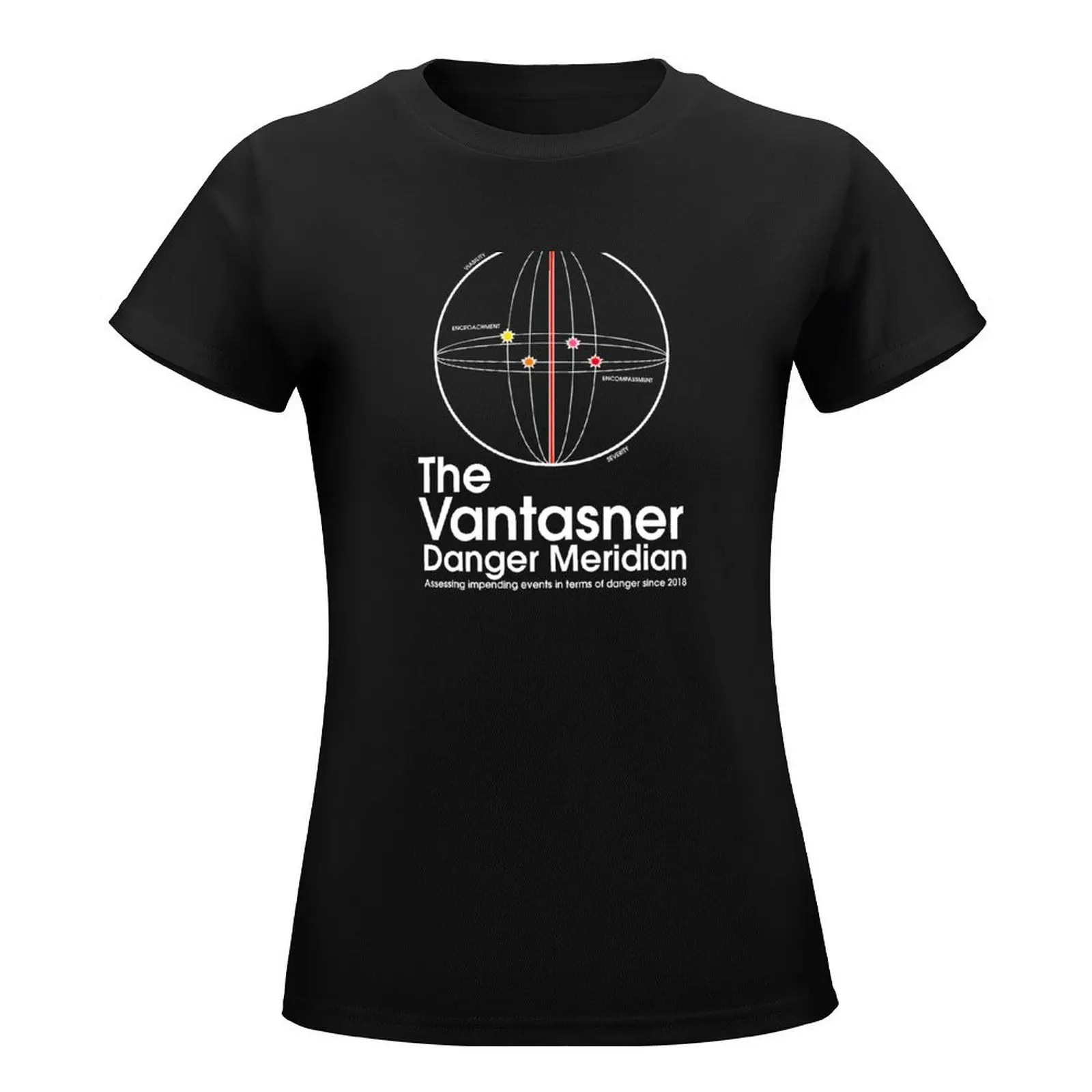 The Vantasner Danger Meridian White T-Shirt oversized graphics female summer top white t shirts for Women