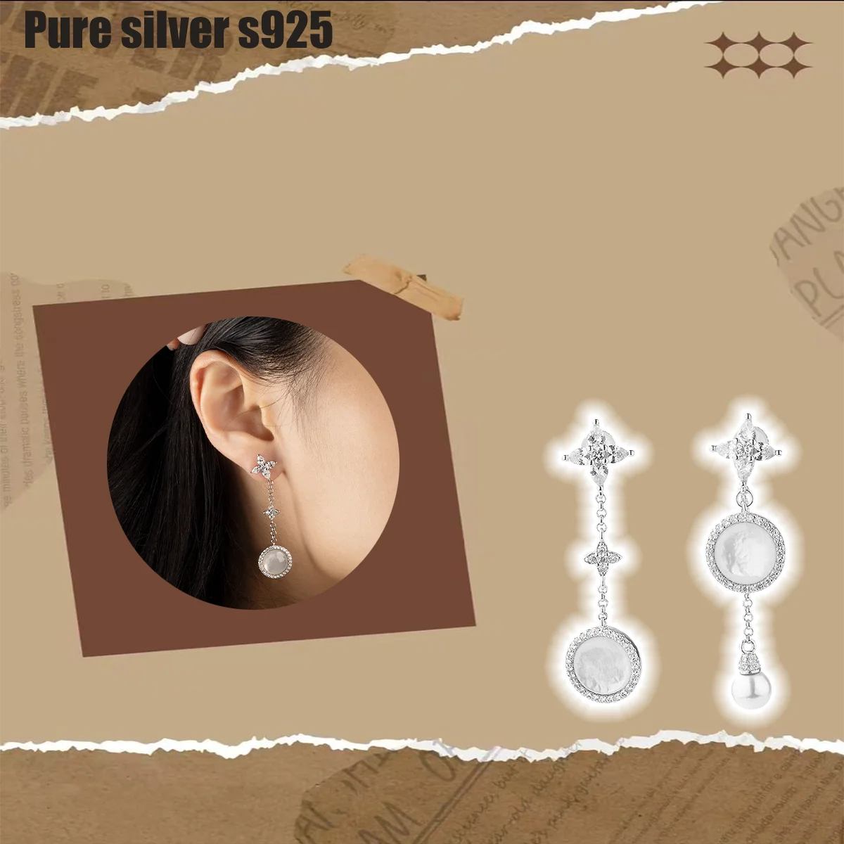 

Серьги из чистого серебра s925 Изысканный, уникальный, высококачественный дизайн, популярные, универсальные и модные серьги.