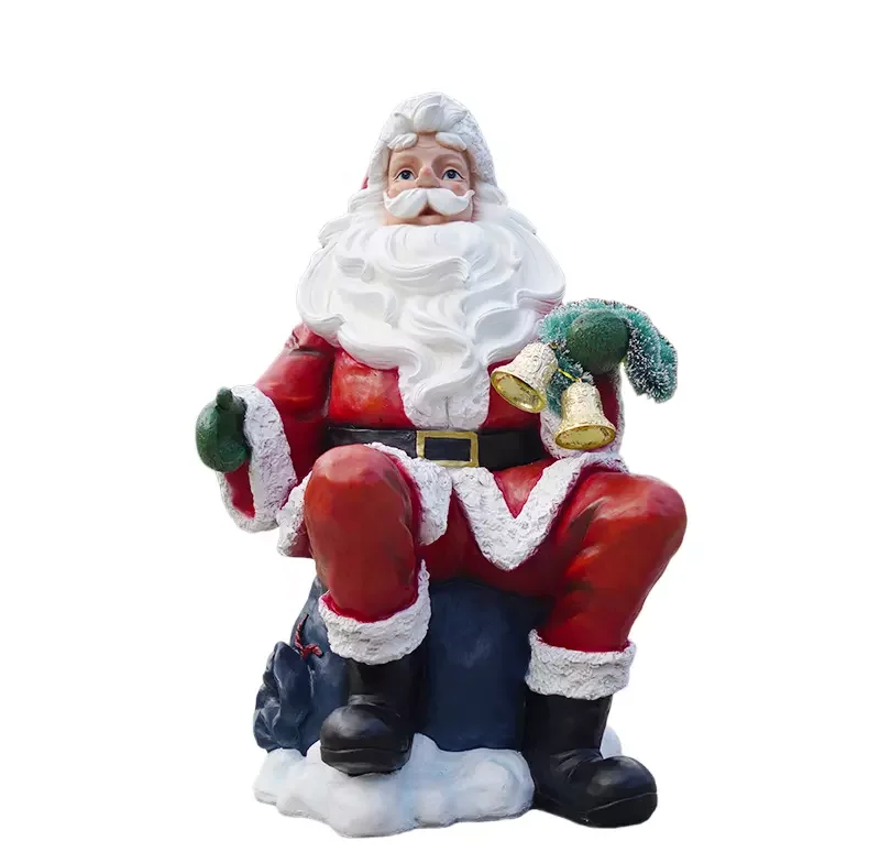 High Quality Resin Crafts Christmas Decorations Santa Claus Ornaments Life Size Fiberglass Sculptures