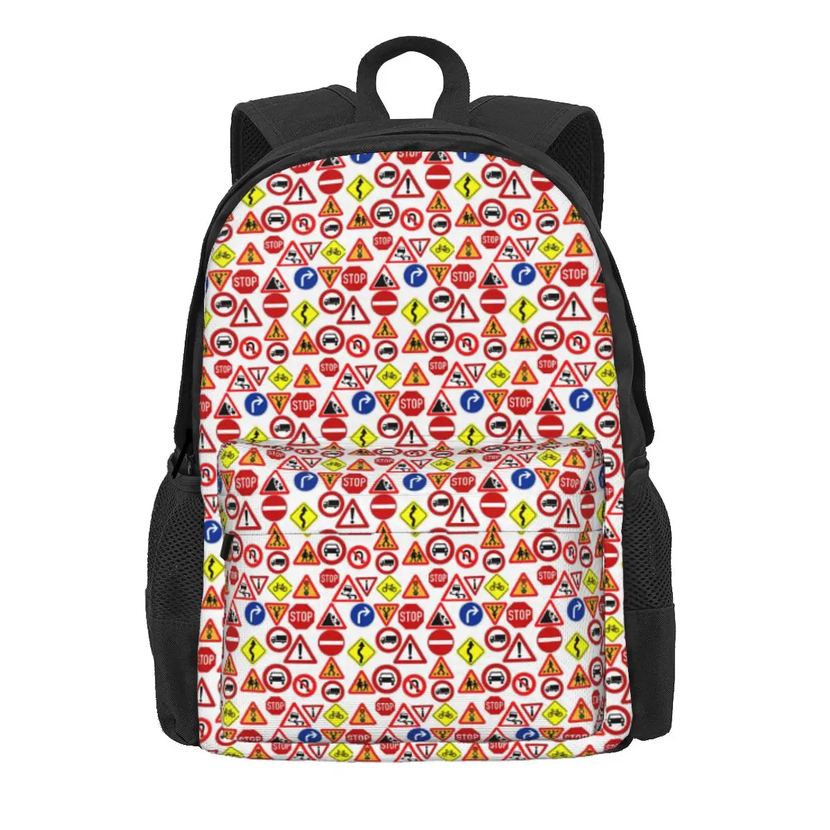 Outdoor Recreational Backbacking Road Sign Backpack Daypack Large Capacity Kids BookBag School Bag Shoulder Bags for Men Women