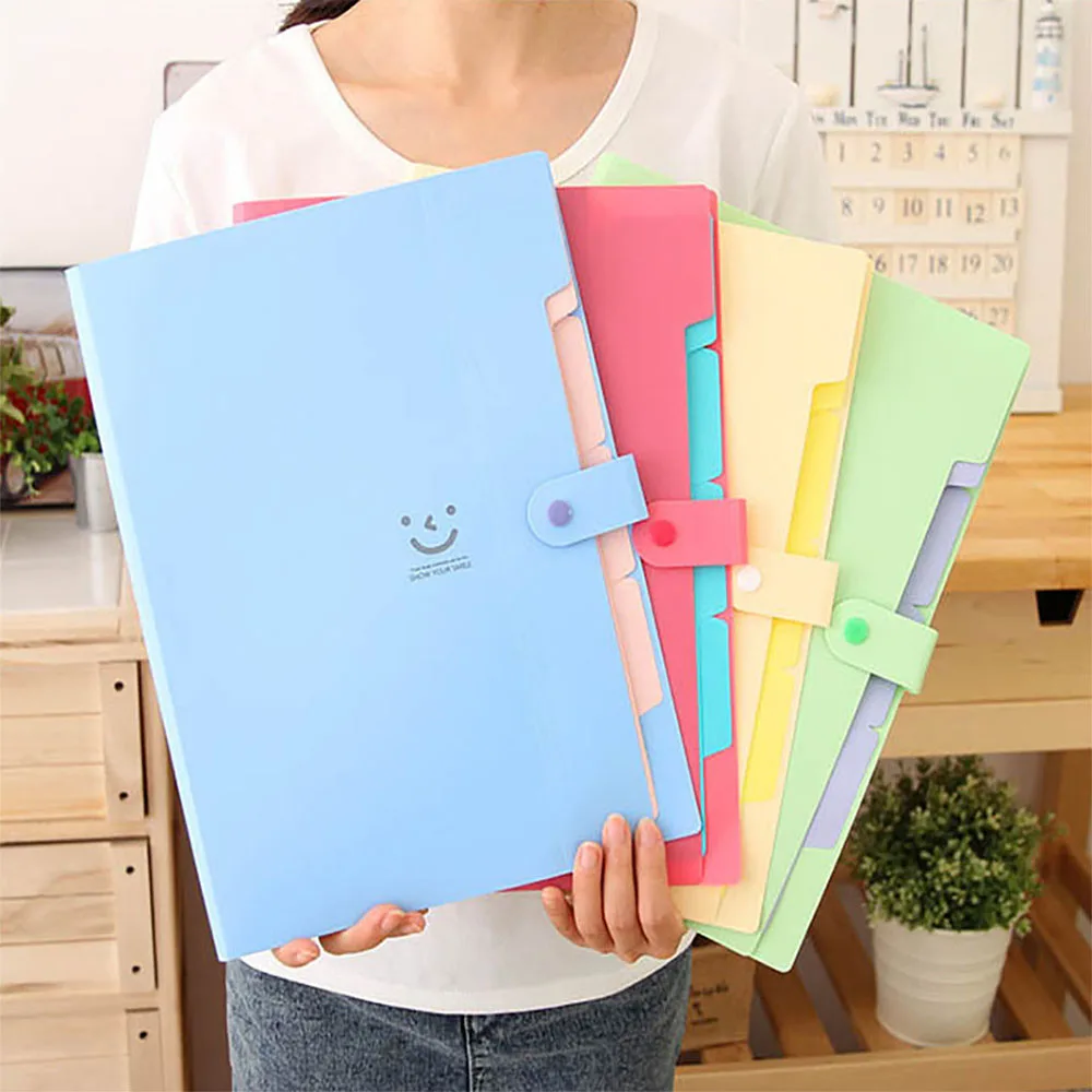 5page Classic Accordion File Folders - A4 Document Storage Bags with Plastic Material and Test Roll Holder - Durable and Expanda