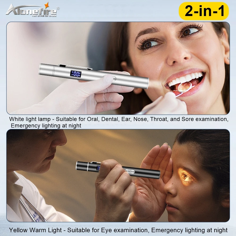 LCD صغير 2 في 1 LED أبيض/أصفر القلم ضوء مصباح يدوي USB قابلة للشحن عيون تلميذ تحقق العمل المنزل إضاءة الطوارئ مصباح الشعلة