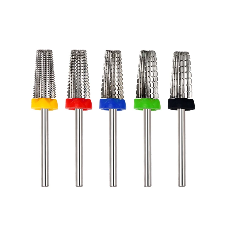 5 In 1 Taps Toelopende Veiligheidscarbide Nagelboren Met Snijboren Carbide Frees Voor Manicure Verwijder Gelnagels Accessoires