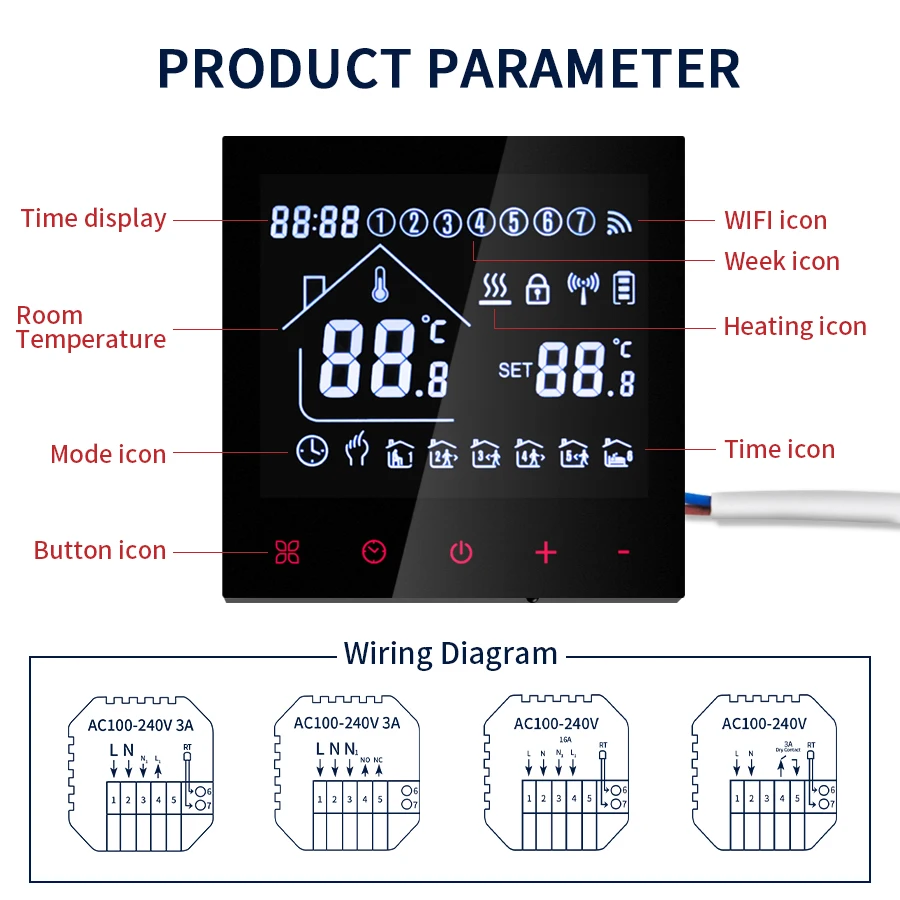 Smart Thermostat Tuya WiFi Electric Floor Heating Water/Gas Boiler Temperature Controller Smart Life Work With Google Home Alexa