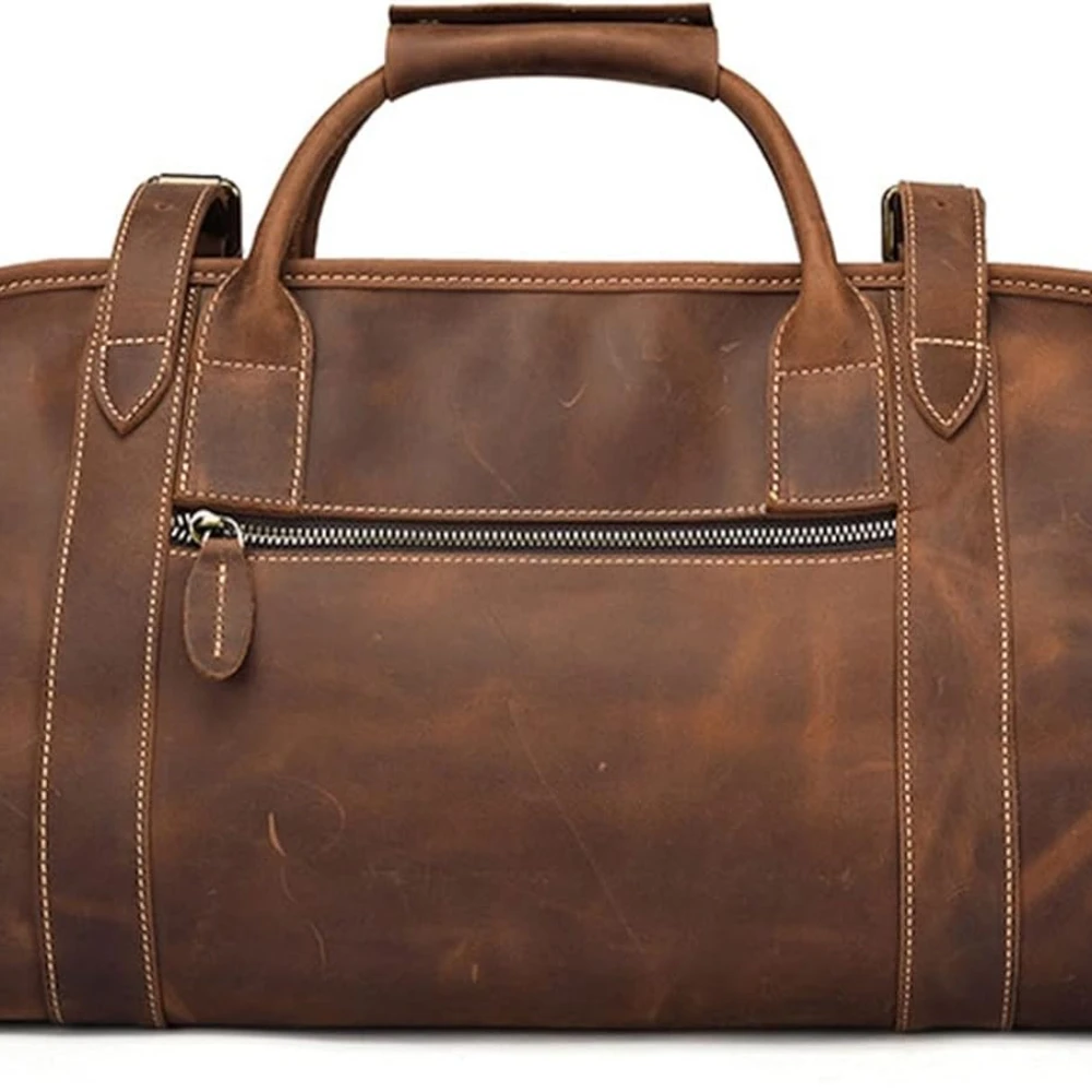 

Leather Duffel Bags for Men and Women, Travel Overnight Weekend for Sports Gym