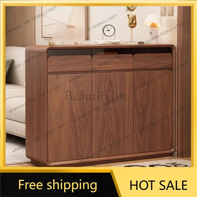 LJY Space Saving Wooden Shoe Cabinet with Mirror Designer Shelf for Hallway Entrance Kitchen or Bedroom Storage Furniture Modern