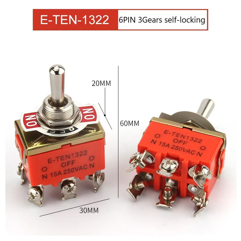 E-TEN Series Toggle Switch 15A 250VAC ON-OFF ON-OFF-ON