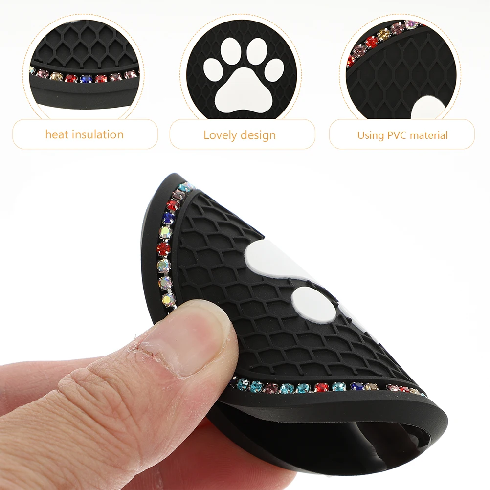 

Cat Paw Coaster Rhinestone Cup Car Coasters Water Pad Drinks PVC Material for Women Bling Delicate