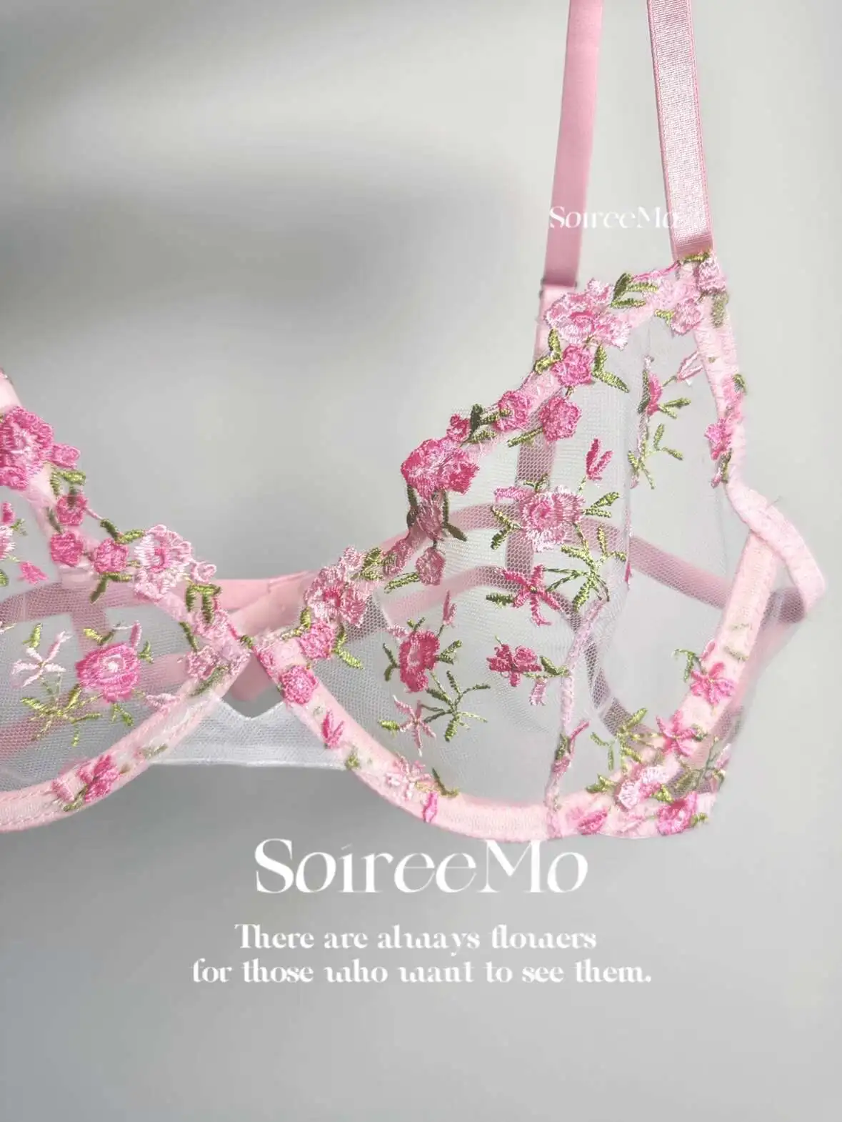 

Soiree Mo Pink Floral Embroidery Sexy Pure Desire Style Sweet Lingerie Set Very Beautiful Floral A