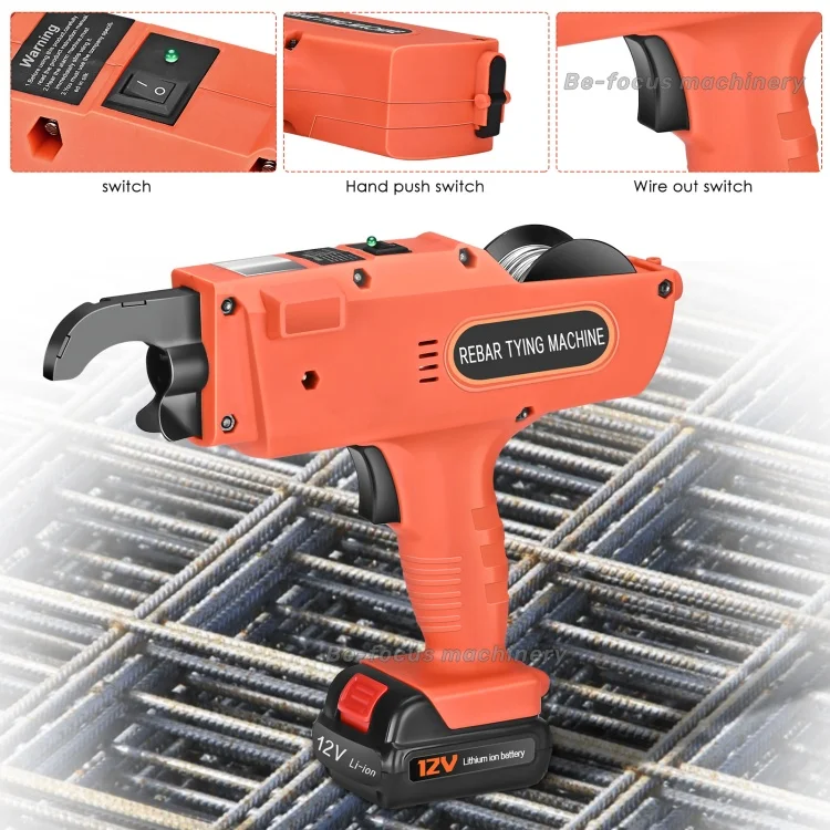 

12V Cordless Steel Machine Rebar Tier Binding Machine Automatic Rebar Tying Machine Wire Lithium Battery 1500mAh