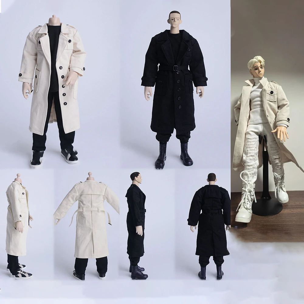 

1/6 Scale Male Figure Long Windbreaker Trench Coat with Belt Models British Style Fashion Jacket Accessories for 12''Figures DIY