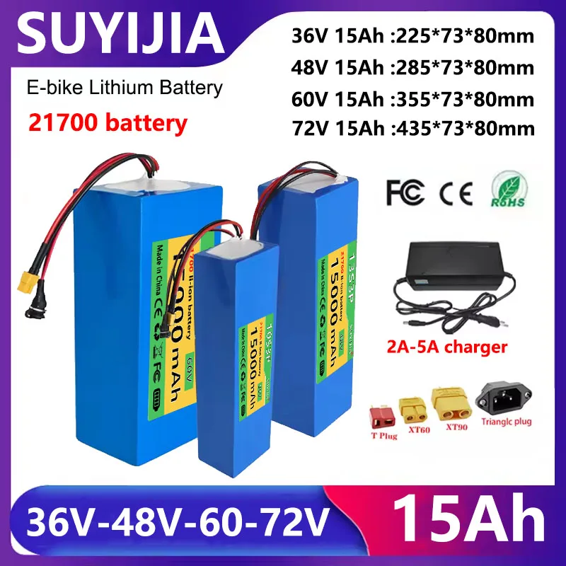 36V 48V 60V 72V 15Ah 21700 Electric Scooter Folding Delivery Cart Electric Motorcycle Lithium-ion Battery with BMS, High Power