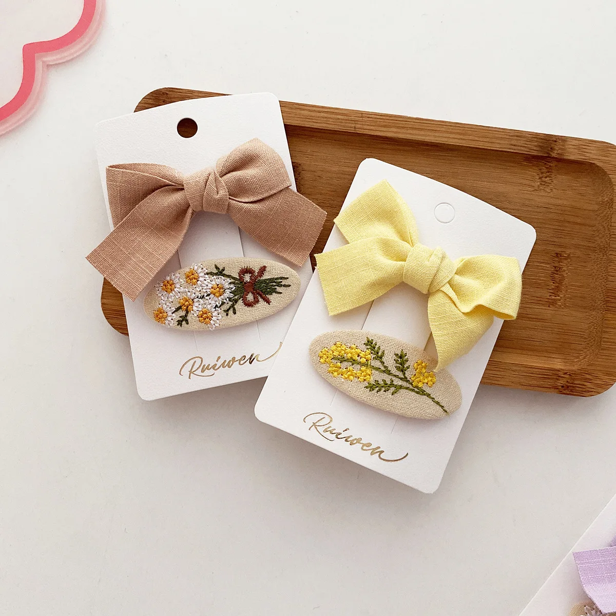 2 Buah/Set Jepit Rambut Bayi Ikatan Simpul Bunga Lucu Jepit Rambut Anak Perempuan Bayi Rajutan Manis Hiasan Rambut Jepit Rambut Anak Print Bunga