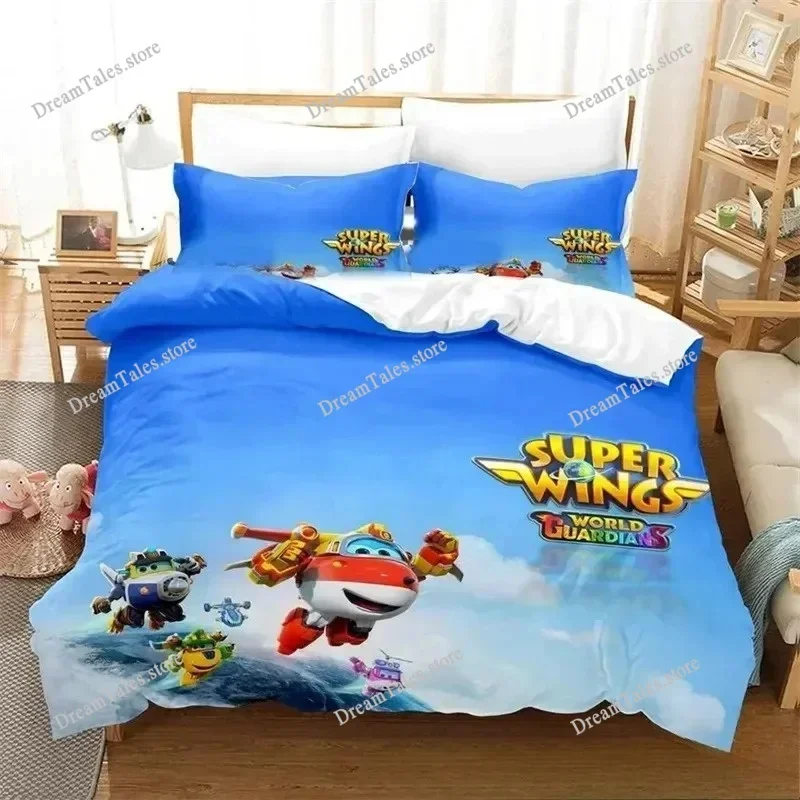 Super Cartoon Wings Bedding Set,Duvet Cover Comforter Bed Set Quilt Cover Pillowcase,King Queen Twin Size Boys Girls Adults369