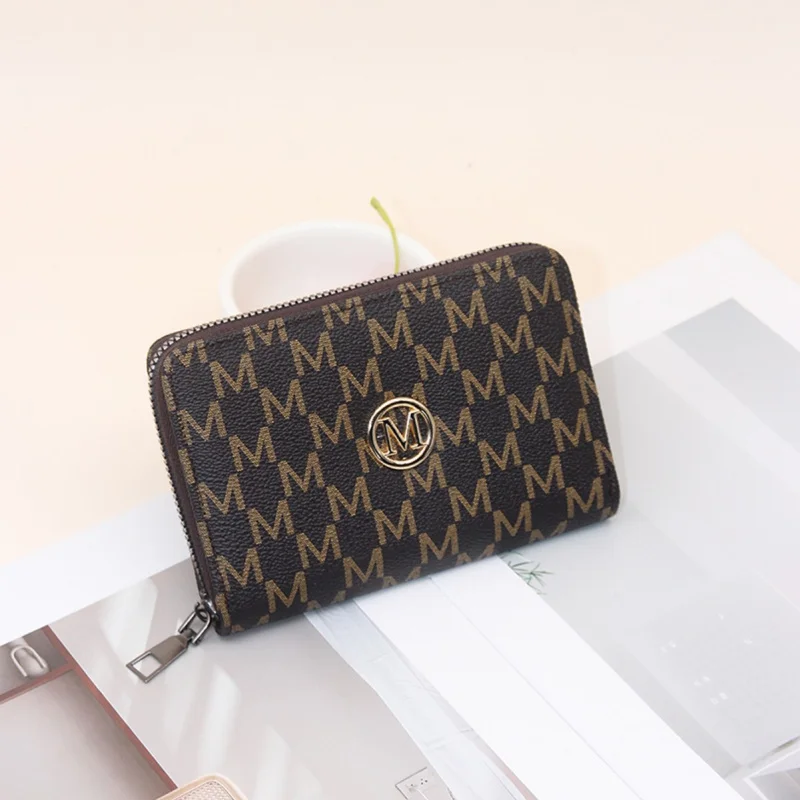 Fashion Letter Print Wallet For Women Zippered Large Capacity Multi-Card Slots Portable Organizer Clutch Purse