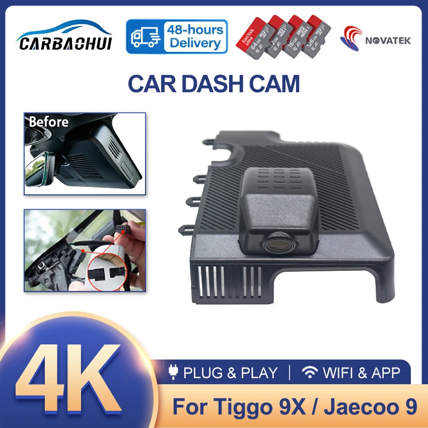 For Chery Tiggo 9 9X Jaecoo 9 J9 Ebro S900 2024-2026, 4K 2160P Dash Cam Car DVR Camera Plug and Play Wifi Video Recorder