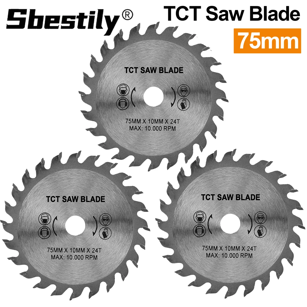 1/3pcs 75mm 3inch TCT Circular Saw Blade 24T Wood Cutting Dics Bore Diameter 10mm for Angle Grinder to Cutting Wood Plastic