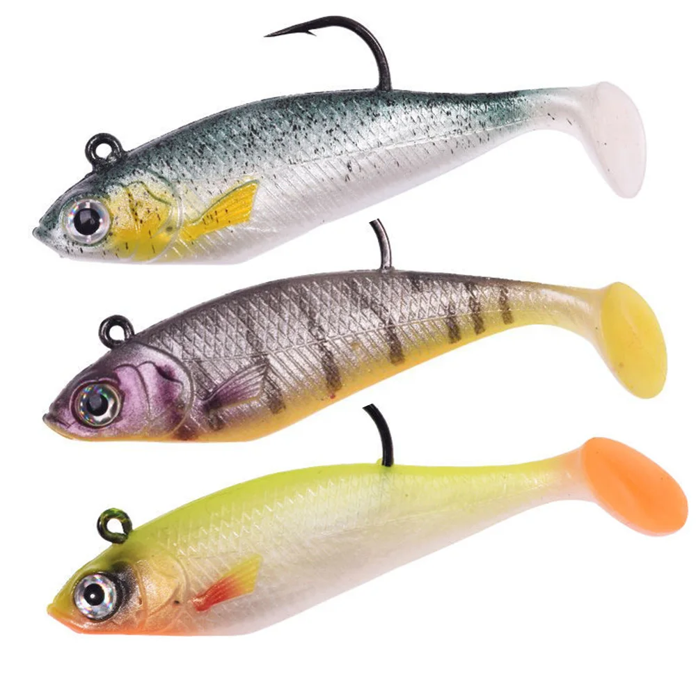 GOWAVE 1/3pcs Saltwater Fishing Soft Plastic Lures Shad Swimbait 9.8g 7.5cm Dark Sleeper Pike Bass Perch Zander Softbait Jig