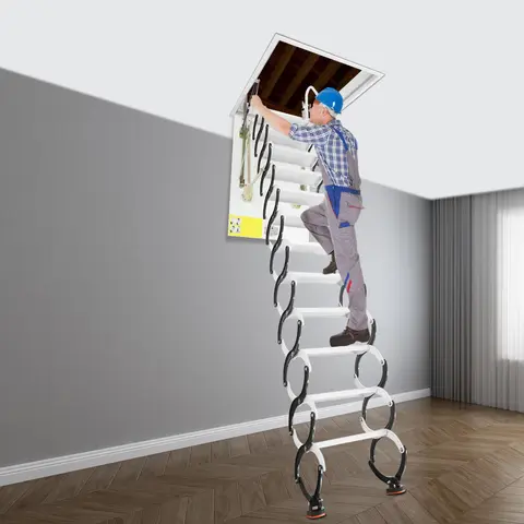 12 सीढ़ियाँ वाली कोल्ड रोल्ड स्टील अटारी सीढ़ी, 70x100 सेमी, सपाट छतों के लिए काले और सफेद रंग की छिपी हुई छत पर लगाने वाली तहदार सीढ़ियाँ 10 best sales सीढ़ियाँ - №5