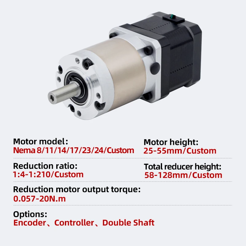 UMOT HYBRID 1.8Degree 3.5A Output Torque 9.12Nm-32Nm Backlash 15‘ DC 60*55mm Nema24 High Precision Planetary Gear Stepper Motor