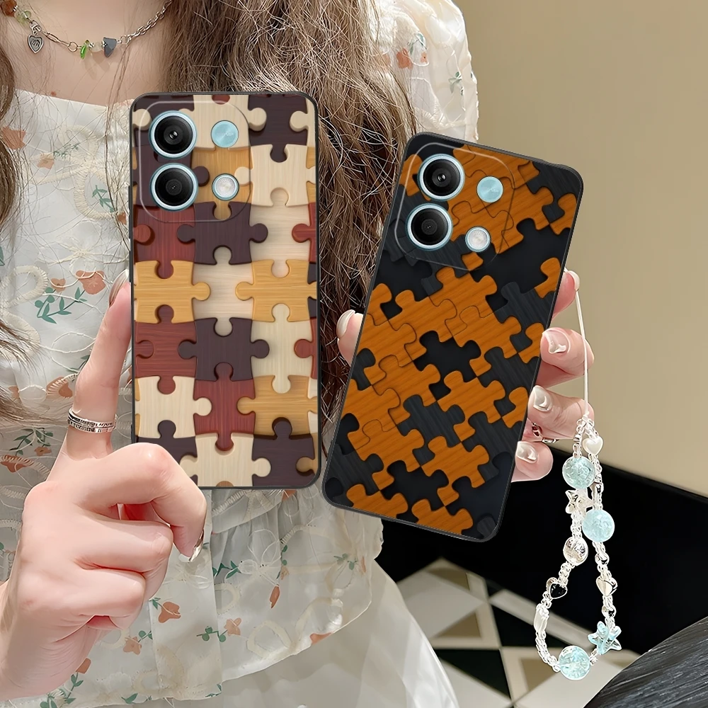 Puzzle Pretty Fashion Mobile Cell Phone Case for Xiaomi POCO M6 M5 M4 M3 X6 X5 X4 X3 F6 F5 F4 F3 F2 C40 Pro GT 5G Black Cover