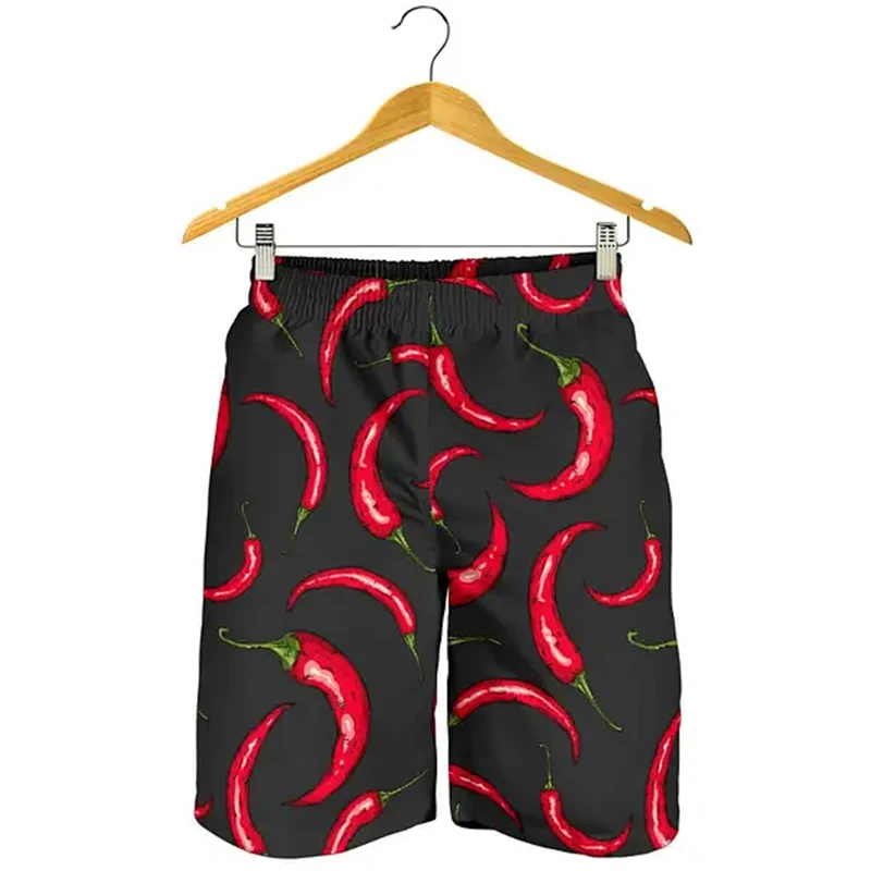 Funny Chili Graphic Beach Shorts Fashion Summer Men Women 3D Printed Short Pants Casual Oversized Harajuku Kids Swim Trunks